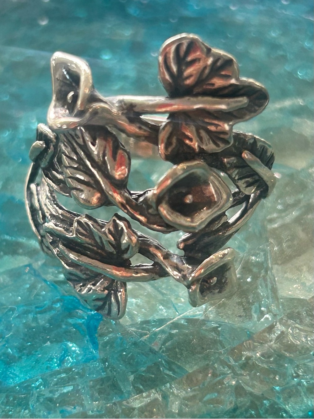 Or Paz Sterling Flower & Vine Ring Sz 6